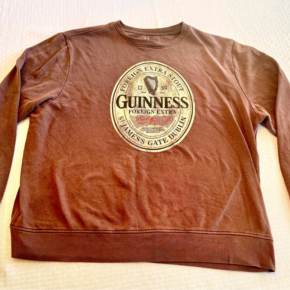 Guinness Foreign Extra Stout Vintage Brown Graphic Sweatshirt Mens XL Dublin